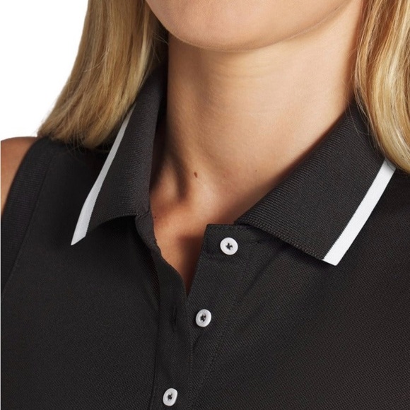 NWT Everyday Pique Puma Black Golf Polo Dress with White Trim - Picture 3 of 6